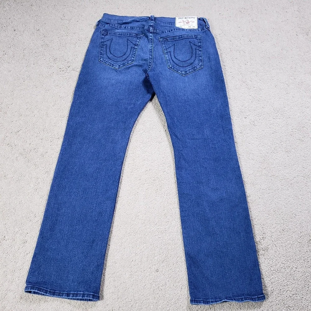 True Religion Jeans Mens 34 (35x32) Blue Ricky Relaxed Straight Med‎ Wash Denim